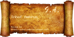 Inhof Ambrus névjegykártya